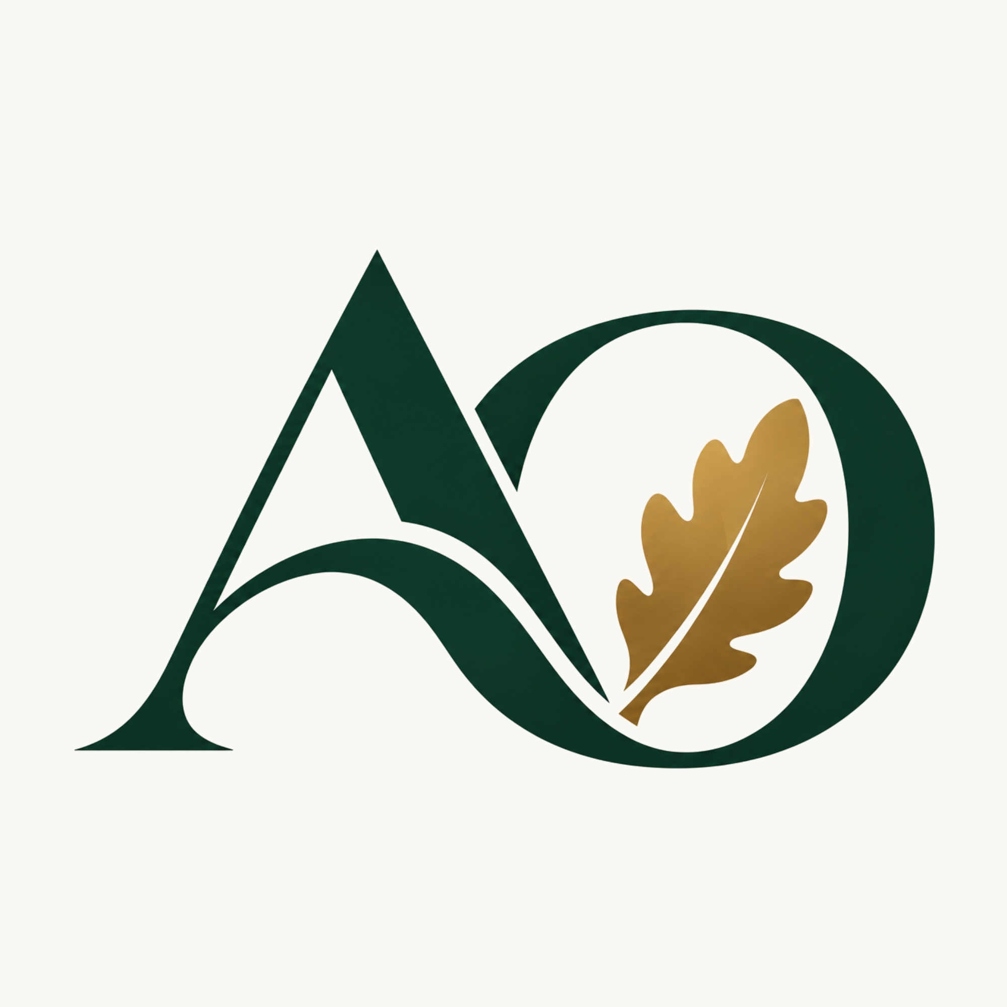 Axis & Oak monogram with a gold oak leaf
